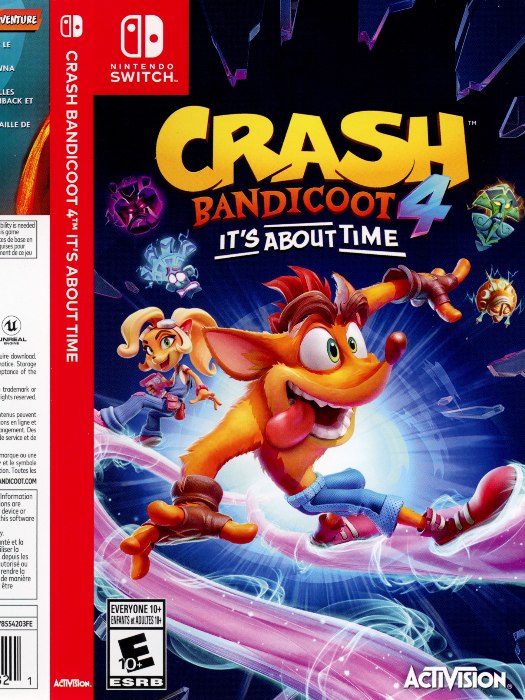Crash bandicoot 4 its about time Nintendo Switch boş oyun kutusu ve kapak baskısı