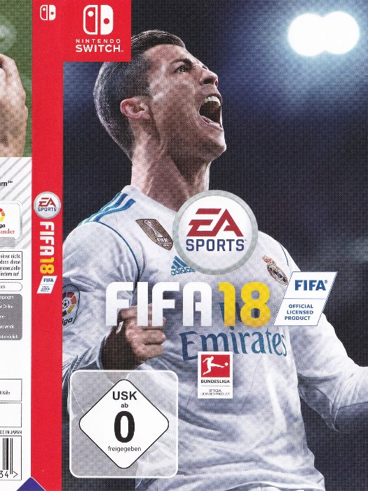 Fifa 18 Nintendo Switch boş oyun kutusu ve kapak baskısı