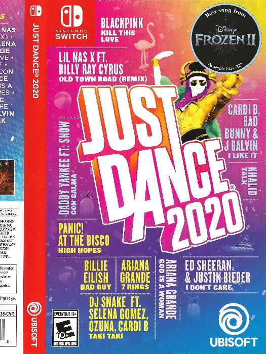 Just dance 2020 Nintendo Switch boş oyun kutusu ve kapak baskısı