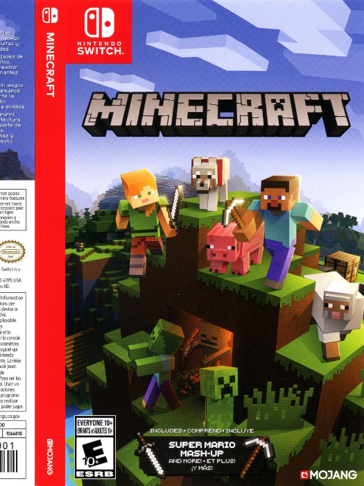 Minecraft Nintendo Switch boş oyun kutusu ve kapak baskısı