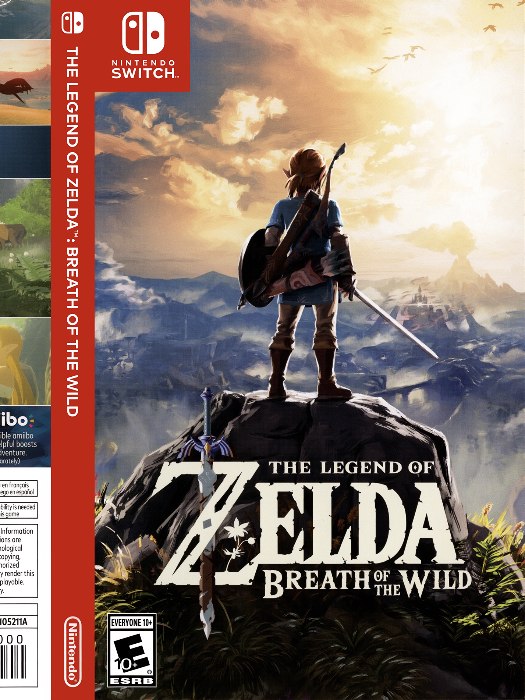 Zelda Breath of The Wild Nintendo Switch boş oyun kutusu ve kapak baskısı