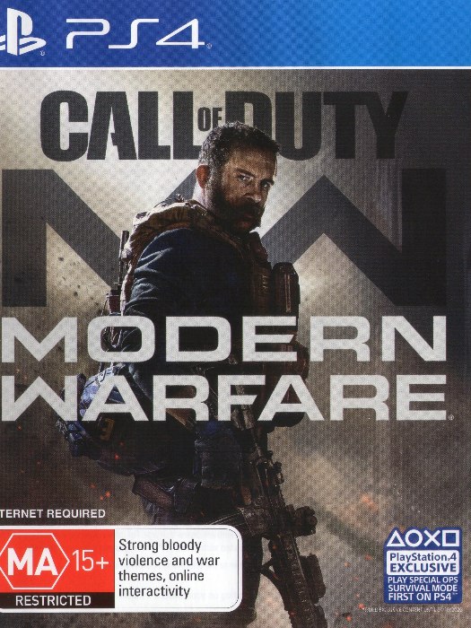 Call Of Duty Modern Warfare PS4 boş oyun kutusu ve kapak baskısı