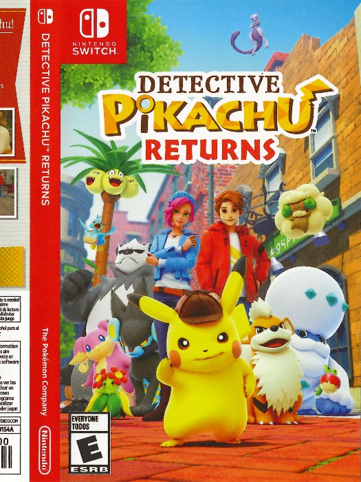 Detective Pikachu Returns Nintendo Switch boş oyun kutusu ve kapak baskısı