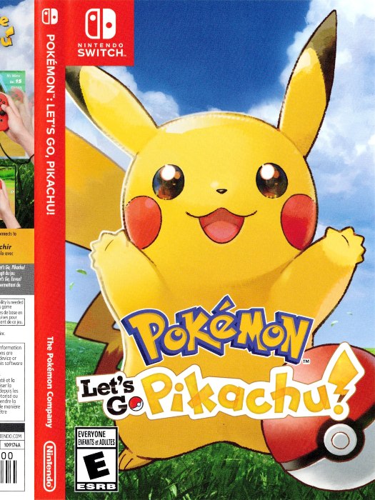 Pokemon Lets Go Pikachu Nintendo Switch boş oyun kutusu ve kapak baskısı