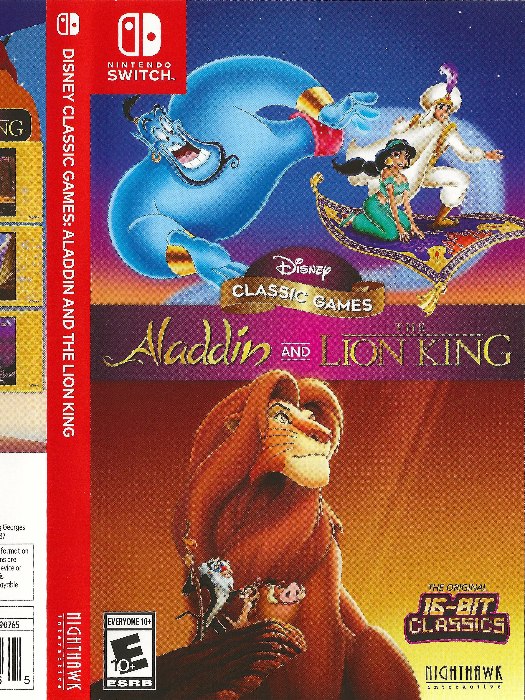 Disney Aladdin Lion King Nintendo Switch boş oyun kutusu ve kapak baskısı