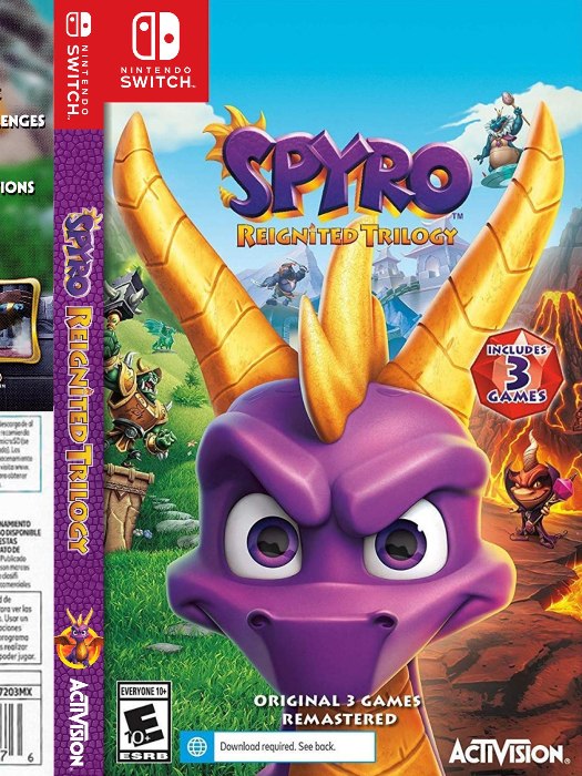 Spyro Trilogy Nintendo Switch boş oyun kutusu ve kapak baskısı