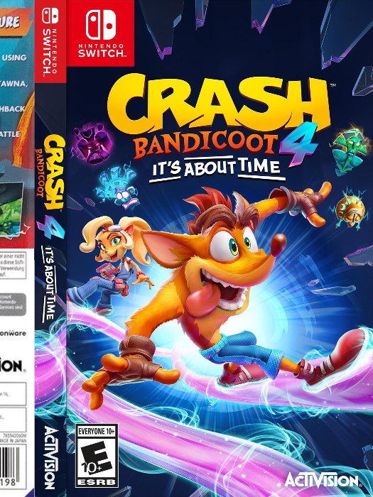 Crash Bandicoot 4 Its About Time Nintendo Switch boş oyun kutusu ve kapak baskısı