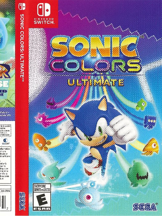 Sonic Colors Ultimate Nintendo Switch boş oyun kutusu ve kapak baskısı