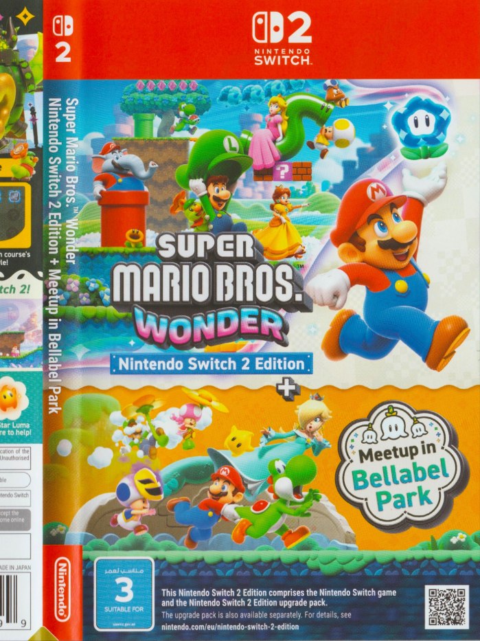 Super Mario Bros Wonder Nintendo Switch 2 boş oyun kutusu ve kapak baskısı