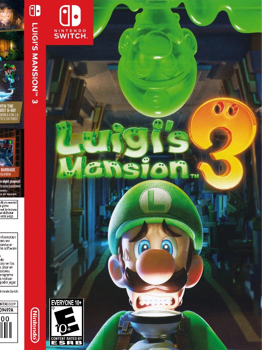 Luigis Mansion 3 Nintendo Switch boş oyun kutusu ve kapak baskısı