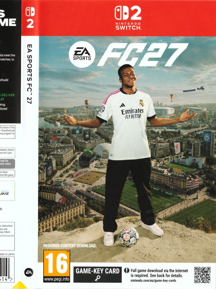 FC 27 SWİTCH 2 Nintendo Switch 2 boş oyun kutusu ve kapak baskısı